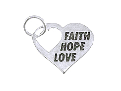 Sterling Silver Heart with Faith Hope Love Charm with Jumpring