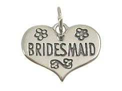 Sterling Silver Heart with Bridesmaid Charm with Jumpring