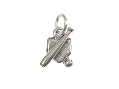 Sterling Silver Baseball Bat & Ball On Home Plate Charm with Jumpring