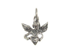 Sterling Silver Angel with Heart Charm with Jumpring