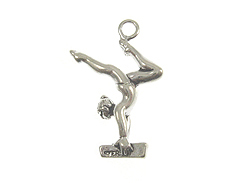 Sterling Silver Gymnast Female Balance Beam Charm with jumpring