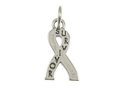 Sterling Silver Cancer Survivor Awareness Ribbon Charm with Jumpring, 50 pc Bulk Pricing