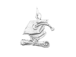 Sterling Silver Graduation Cap & Diploma Charm with Jumpring