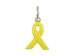  Sterling Silver Yellow Enamel Ribbon Charm with Jumpring