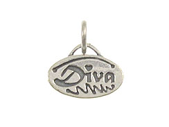 Sterling Silver Oval with Diva Charm with Jumpring