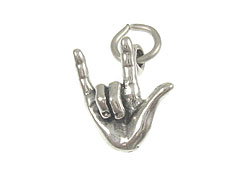 Sterling Silver I Love You Sign Language Charm with Jumpring