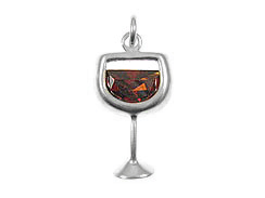 Sterling Silver Cocktail Red Wine Charm 