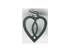 Sterling Silver Heart with Fish Symbol Charm with Jumpring