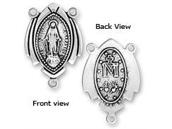 Sterling Silver Virgin Mary Rosary Center Double Sided Pendant with Jumpring