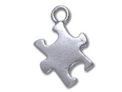 Sterling Silver Puzzle Piece Autism Awareness Charm with Jumpring