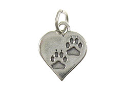 Sterling Silver Paws on Heart Charm with Jumpring