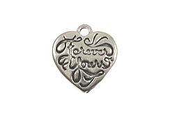 Sterling Silver Forever Yours Heart Charm 