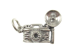 Sterling Silver Camera with Flash Charm with Jumpring