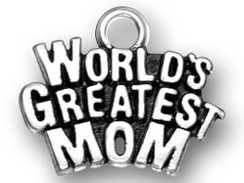 Sterling Silver World' s Greatest Mom Charm jump ring included Charm with Jumpring