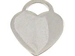 Sterling Silver Flat Polished Engravable Heart Charm 