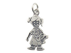 Sterling Silver Girl with Doll Charm 