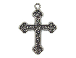 Sterling Silver Cross with Scroll Work Charm 