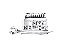 Sterling Silver Birthday Cake Charm 