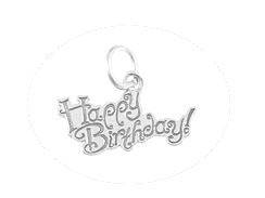 Small Sterling Silver Happy Birthday Cake Charm with Jumpring