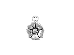 Sterling Silver Poppy Flower Charm with Jump Ring