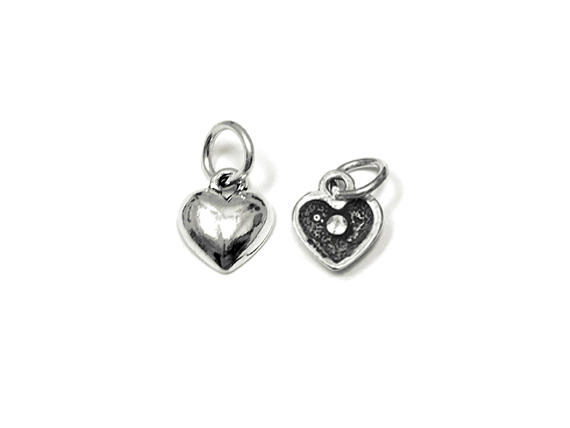 Sterling Silver Puffed Heart Charm with Jump Ring (not 3D) 