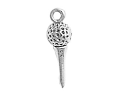Sterling Silver Golf Ball with Tee Sterling Silver Charm