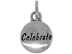 Sterling Domed Message Charm - CELEBRATE