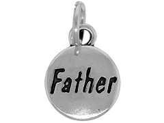 Sterling Domed Message Charm - FATHER