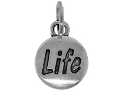 Sterling Domed Message Charm - LIFE