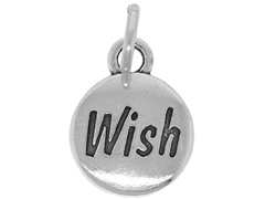 Sterling Domed Message Charm - WISH