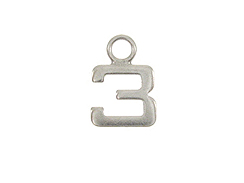 9mm Sterling Silver Number Charm -  3 