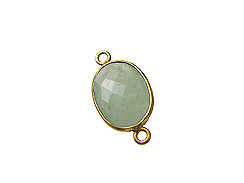 Gold over Sterling Silver Gemstone Bezel Oval Link - Aquamarine