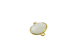 Gold over Sterling Silver Gemstone Bezel Small Round Link - Moonstone