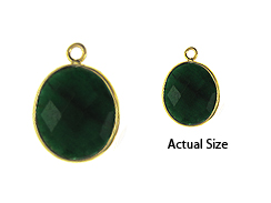 Gold over Sterling Silver Gemstone Bezel Pendants - Emerald