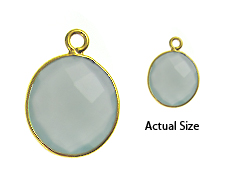 Gold over Sterling Silver Gemstone Bezel Pendants - Pacific Calcedony