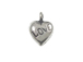 3-D Bali Style Silver LOVE Puff Heart Charm 