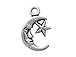 Sterling Silver Moon Face Charm with Star Charm with Jump Ring