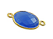 Gold over Sterling Silver Gemstone Bezel Oval Link - Dark Blue Chalcedony