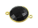 Black Onyx Faceted Gemstone Round  Vermeil Bezel Pendant