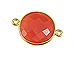 Gold over Sterling Silver Gemstone Bezel Small Round Link - Carnelian