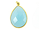 Gold over Sterling Silver Gemstone Bezel Teardop - Light Blue Chalcedony