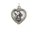 Sterling Silver Rope Edge Heart Frame Double Sided Charm with Jumpring