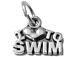 Sterling Silver  I Love To Swim Charm with Jumpring
