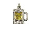 Sterling Silver Beer Mug with Yellow Crystal Charm 