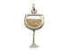 Sterling Silver Cocktail White Wine Glass Charm with Lt. Gold Crystal Charm 