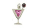 Sterling Silver Martini Glass with Pink Crystal Cosmopolitan Charm 