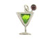Sterling Silver Martini Glass with Green Crystal Apple-Tini Charm 
