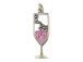 Sterling Silver Champagne Glass with Pink Crystal Charm 