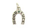 Sterling Silver Good Luck Horse Shoe with Green Swarovski Crystals Charm with Jumpring