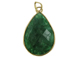 Emerald Large Teardop Faceted Gemstone Bezel Gold Plated Pendant